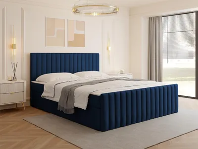 Obrázok produktu pre Kontinentálna manželská posteľ 140x200 VASHON 2 - modrá + topper