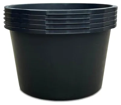 Produktbild von 5X Mörtelkübel 65 Liter | Eimer mit Skala | aus robustem Kunststoff | schwarz | ideal für Bauarbeiten, Garten und Heimwerkerprojekte | 58 x 35 cm