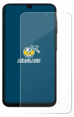 A screen protector is shown placed over a smartphone screen.