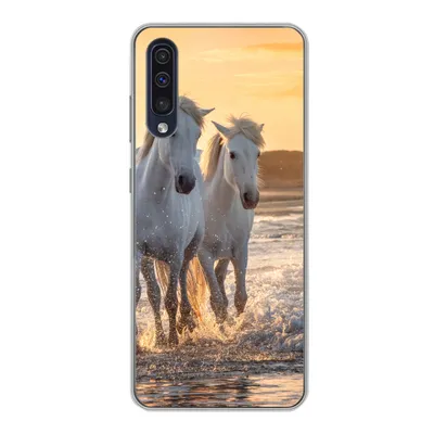 Produktbild von MuchoWow® Handyhülle Schutzhülle Hülle für Samsung Galaxy A30s Pferde - Wasser - Strand - Tiere Silikon Softcase Handy Hülle - Karteninhaber