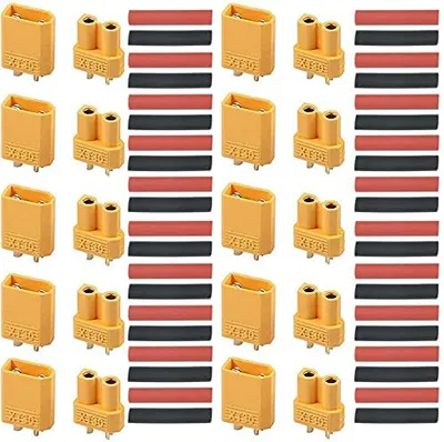 Produktbild von Hochwertige XT30 Stecker und Buchsen | 10 Paare | Ideal für LiPo Batterien, RC Modellbau, RC Hubschrauber, Auto-Stereoanlagen | Gelb, Kunststoff