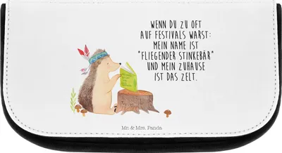 Produktbild von Mr. & Mrs. Panda Organizer Igel Federschmuck - Weiß - Geschenk, Lagerfeuer, Kosmetiktasche, kosmetiktäschchen, Schminktasche, Abenteuer, kosmetik, Indianer, Waldtiere