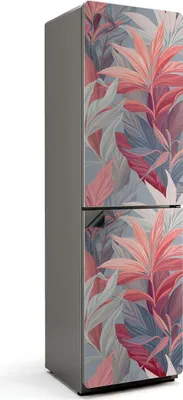 Zdjęcie produktu dla Roślinny wzór z liśćmi - Magnetyczna osłona lodówki - Folia dekoracyjna magnetyczna do kuchni - Dekoracja magnesem na lodówkę - Samoprzylepna tablica magnetyczna - Folia magnetyczna na drzwi lodówki - 60x205 cm