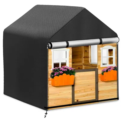 Obrázek produktu pro Elzusha - Velký ochranný obal na domeček pro děti, vodotěsný - 420D, černý, rozměry 220x174x173 cm