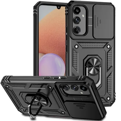 Obrázek produktu pro Pouzdro pro Samsung Galaxy A34 dvouvrstvé pouzdro s posuvným krytem kamery a prstencovým stojánkem černé
