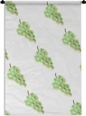 Produktbild von MuchoWow® Wandteppich Wandbehang Weintrauben - Aquarell - Weiß 90x135 cm Tapisserie Dekoration Wandtuch - Baumwolle - Wandskulptur
