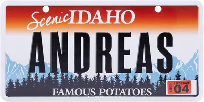 Produktbild von USA Kennzeichen mit Namen, Blechschild, ANDREAS , Idaho , (15)