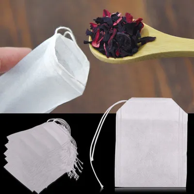 Produktbild von 100pcs Nicht gewebte Stoffe leer Teebeutel String Siegel Filterpapier Lose Teebeutel