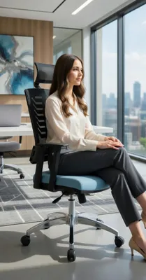 Produktbild von Höhenverstellbarer Bürostuhl mit ergonomischer Rückenlehne und Armlehnen