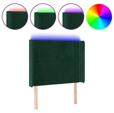Produktbild von vidaXL LED Kopfteil Dunkelgrün 93x16x118/128 cm Samt