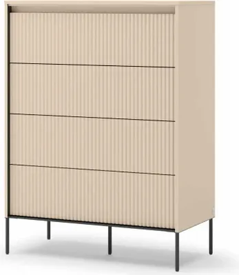 Produktbild von YOURHOUSE24 Kommode 4s TREND TS-04 mit Beleuchtung - sandbeige/schwarz