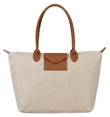 Zdjęcie produktu dla Gallantry, damska torba typu shopper z tkaniny twillowej z zamkiem błyskawicznym, brązowo-beżowa