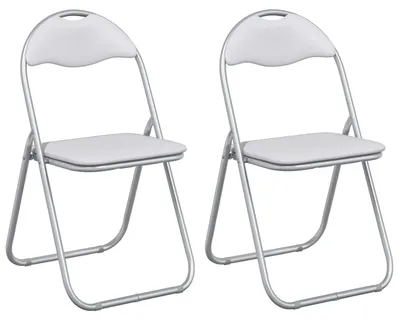 Produktbild von vidaXL Klappstuhl 2 pcs Weiß und Grau 48 x 43,5 x 81 cm Kunstleder