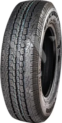 A close-up studio shot of a single tire against a white background.