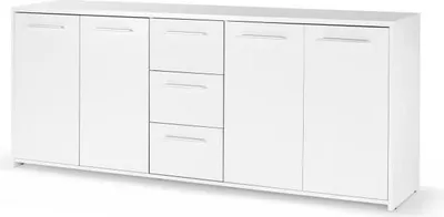 Image de Buffet bas Blanc mat, 4 portes, 3 tiroirs, L 179 x P 42 x H 74,5 cm