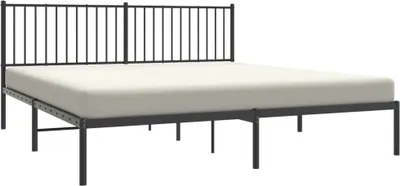 Image de vidaXL Cadre de lit avec tête de lit en métal noir 180x200 cm