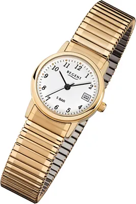 Produktbild von Regent Damen-Herren Stahlarmband Uhr gold F-890 Quarzuhr URF890