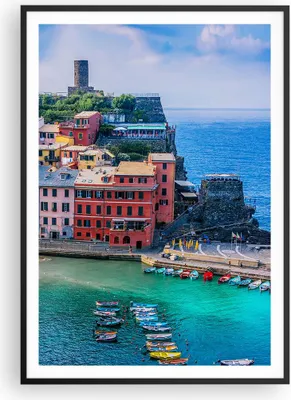 Produktbild von Gerahmtes Poster - Schwarzer Rahmen - Farben Gebäude Italien - 70x100 cm - Wand Bild - Wanddeko - Wandbilder - Kunstposter - Wandposter - Bilderrahmen - Bilder - Kunstdruck - P2BPA70x100-5015