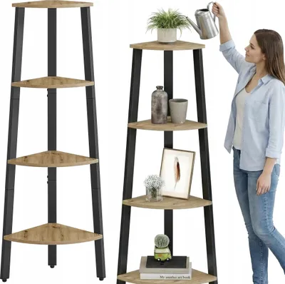 Zdjęcie produktu dla Regał Narożny Na Książki Półka Nowoczesny Do Salonu Pokoju Dąb Artisan