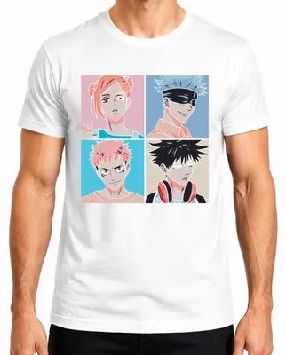 Obrázok produktu pre Jujutsu Kaisen Anime Poster Gojo Itadori Fushiguro Kugisaki Pánske tričko, biele, XL