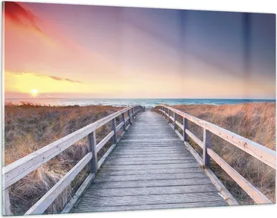 Produktbild von Bilder auf glas - Einteilig - Weg Meer Brücke - 120x80cm - Glasbilder - Wandbilder - Bilder - zum Aufhängen bereit - Wanddekoration aus Glas - Glas Bilder - Wandbild auf Glas - GAA120x80-4948