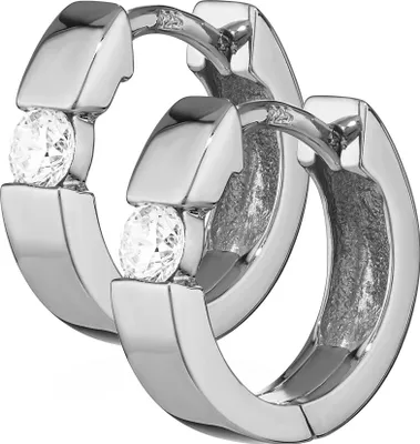Produktbild von Paar 925er Sterlingsilber Zirkonia Klappcreolen Anlaufgeschützt 13,5mm 4777