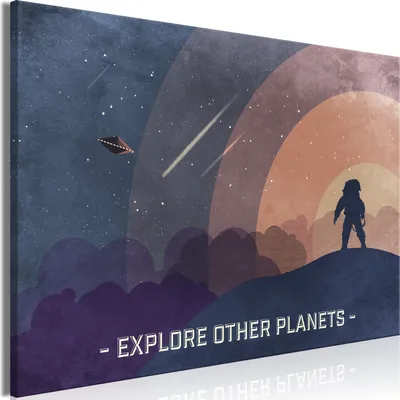 Produktbild von Italienischer Leinwand Leinwandbild - Explore Other Planets (1 Part) Wide 30x20 cm Für Kinder n-A-1147-b-a