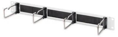 Produktbild von DIGITUS Kabelrangierpanel Stahlbügeln+Bürstenleiste 19" 1HE