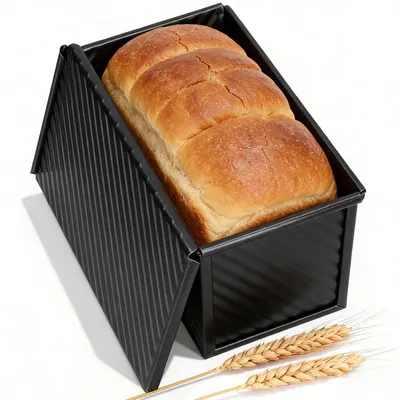 Productafbeelding van Bakvorm met deksel, koolstofstaal, antiaanbaklaag, inhoud: 2,2 pond deeg, zwart