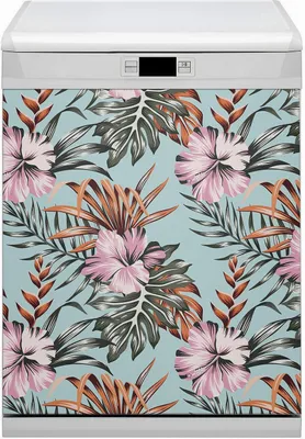 Obrázek produktu pro Dekorativní magnetická podložka do myčky 60x70 cm magnet na myčku - květiny ibišek