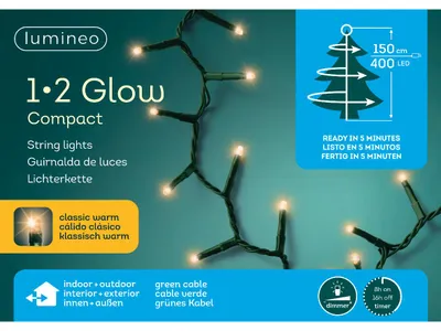 Produktbild von Kaemingk Lumineo Lichterkette Compact 1-2-glow 400 LED klassisch warm außen 1,5 m grün