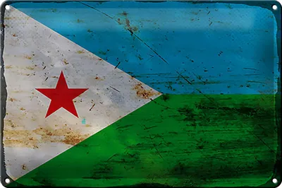 Produktbild von Blechschild Flagge Dschibuti 30x20cm Flag Djibouti Rost