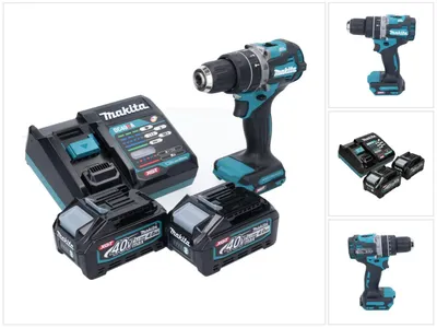Imagen del producto de Taladro atornillador de percusión a batería Makita HP 002 GM201, 40 V, 64 Nm, sin escobillas + 2 baterías de 4,0 Ah + cargador
