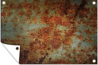 Produktbild von MuchoWow® 90x60 cm Outdoor-Poster Gartendeko Sichtschutz Garten Poster für den Garten  Stahl - Rost - Vintage