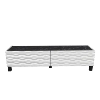 Produktbild von Skye Decor, Lerze - White, Black, Fernsehtisch, Weiß, 100 % MELAMINBESCHICHTETE SPANPLATTEN, 149,2 x 35 x 38 cm