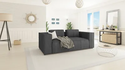 Produktbild von S-STYLE MÖBEL - Modernes Sofa 2 sitzer Bello aus Grau Cord mit weichem Sitz, B/T/H: 196 cm / 92 cm / 64 cm