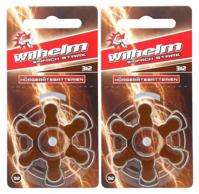 Produktbild von 12 x WILHELM Hörgerätebatterien Typ 312 braun Hörgerätbatterie PR41 ZL3  1,4/1,45 V