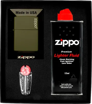Zdjęcie produktu dla Zestaw Zippo Zapalniczka Green Matte Logo Prezentowy No1