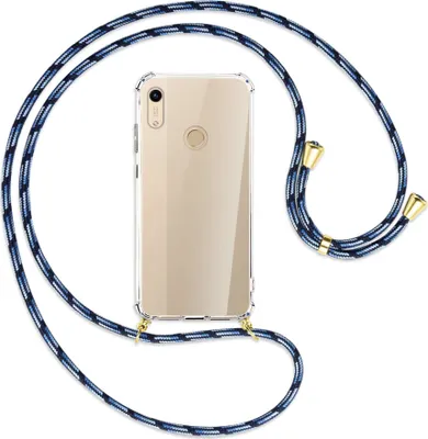 Produktbild von Handykette Backcover-Schutzhülle mit Band (Metall goldfarben) für Honor 8A / Huawei Y6s 2019 - Blautöne