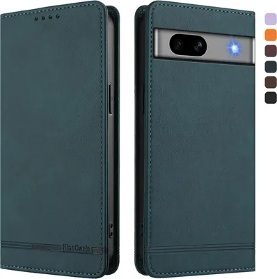 Produktbild von Hülle für Google Pixel 7A, Retro Kunstleder Ständer Klapphülle mit Kartenfächer und Magnetische Grün