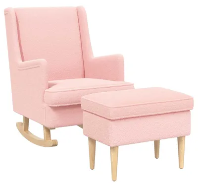 Produktbild von vidaXL Sessel mit Fußhocker 2 stk. Rosa Bouclé