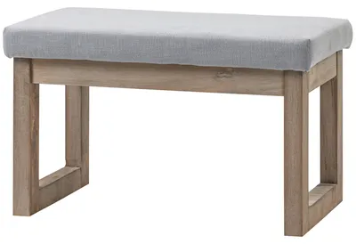 Produktbild von HOMCOM Fußbank Fußhocker Polsterhocker mit Leinenoptik, Sitzhocker mit Holzbeine