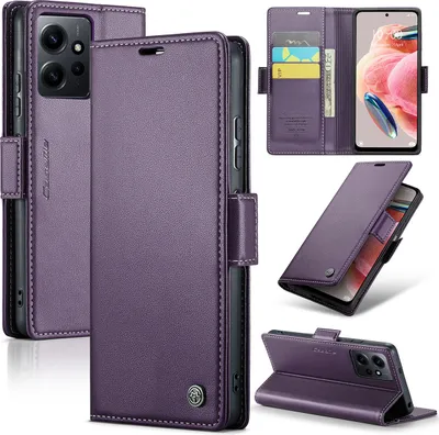 Immagine prodotto di Custodia Redmi Note 12 4G, Custodia in pelle con funzione stand per Xiaomi Redmi Note 12 4G Viola