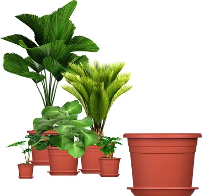 Produktbild von 5x Blumentopf Ø 20 cm Farbe Terrakotta & Untersetzer Kunststoff Pflanztopf Containertopf Übertopf : Terrakotta : 20 cm