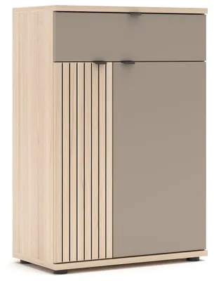 Produktbild von Garderoben Schuhschrank mit 70 cm Breite in grau mit Eiche, 1 Schubladen & 2 Türen - PALADE-36