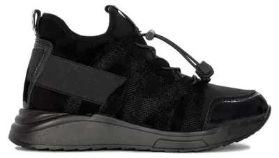 Produktbild von Schwarze Damen Lederschuhe DP416822BK mit 4 cm Plateau und robuster Sohle