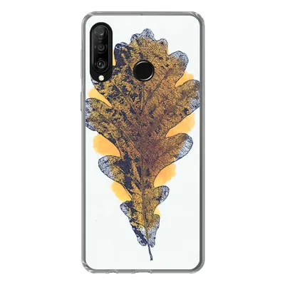 Produktbild von MuchoWow® Handyhülle Schutzhülle Hülle für Huawei P30 Lite Aquarell - Orange - Eichenblatt Silikon Softcase Handy Hülle - Handyhülle