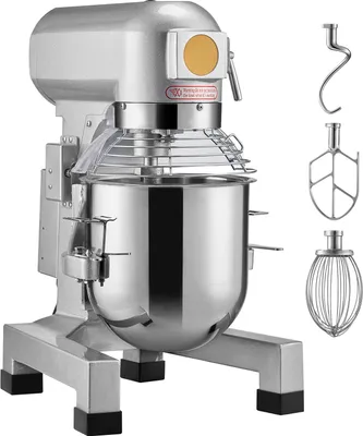 Zdjęcie produktu dla SucceBuy Komercyjny mikser kuchenny, mikser stojący o pojemności 28,5 l z 3 regulowanymi prędkościami, mieszadłem do ciasta o mocy 1100 W, misą ze stali nierdzewnej i 3 przystawkami, idealny do restauracji, piekarni, cukierni, kawiarni