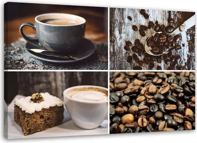 Produktbild von Leinwandbild kaffeebohnen und kuchen 60x40 cm Feeby braun wandbild bereit zum aufhängen