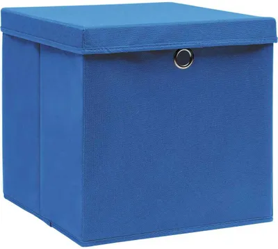 Obrázek produktu pro vidaXL Úložné boxy s víkem 10 ks. Modré 32x32x32 cm Látkové
